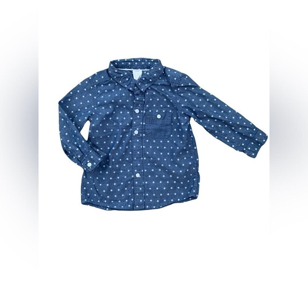 H&M Size 12-18 Months Star Print Chambray Button Down